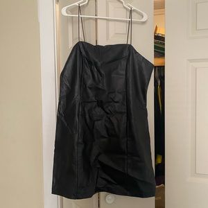 Plus size faux leather mini dress